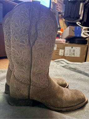 Ariat Taupe Suede Western Heeled Boots